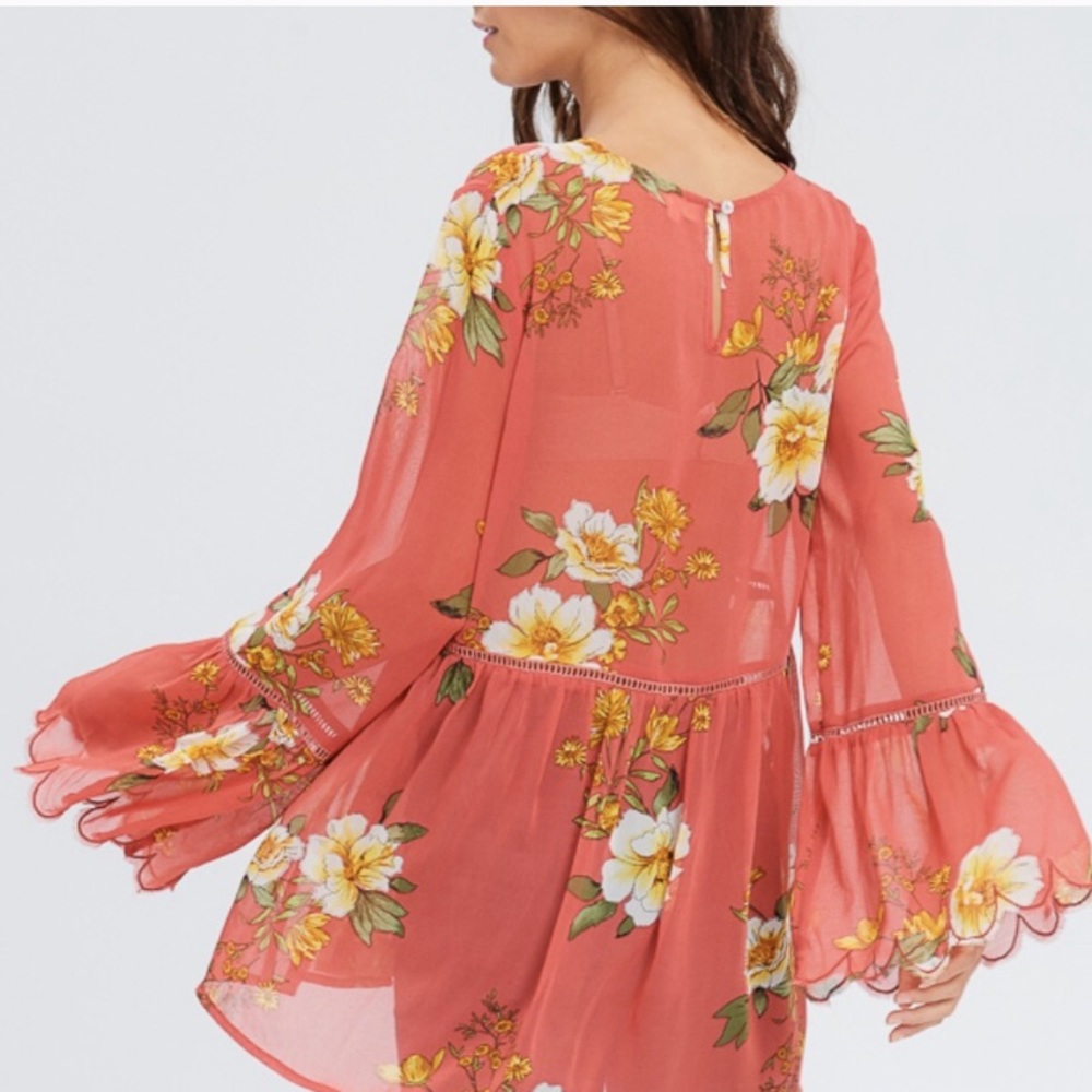 Floral Empire Waist Boho Top - Picture 2 of 8